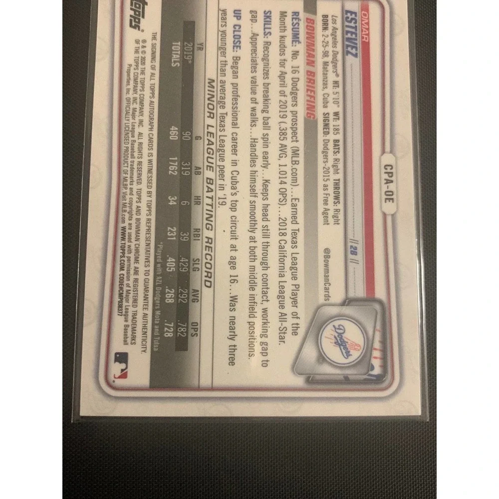 2020‎ Bowman Chrome Omar Estevez Auto /99